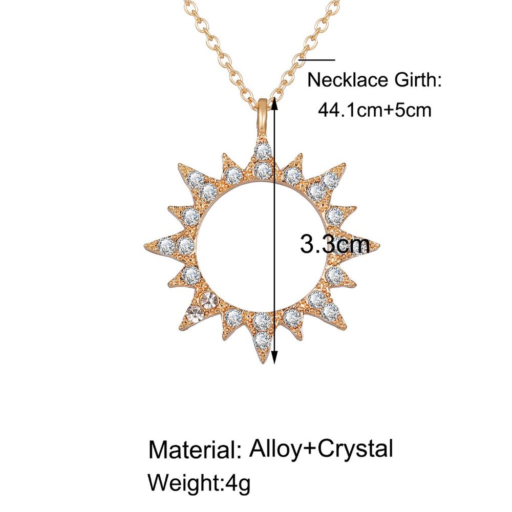 Sun Symbol Rhinestone Pendant Necklace - Picture 3 of 8